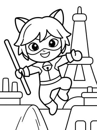 Cat Noir en Acción Heroica para colorir Desenho de Cat Noir en Acción Heroica para colorir e imprimir grátis