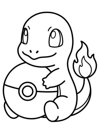 Charmander Abrazando una Pokebola para colorir Desenho de Charmander Abrazando una Pokebola para colorir e imprimir grátis