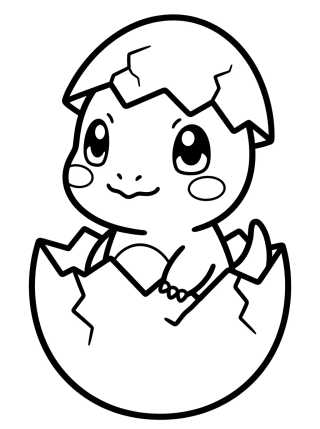 Charmander Bebé con su Huevo para colorir Desenho de Charmander Bebé con su Huevo para colorir e imprimir grátis