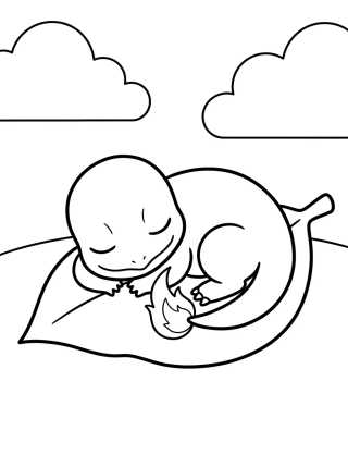 Charmander Bebé Durmiendo en el Bosque para colorir Desenho de Charmander Bebé Durmiendo en el Bosque para colorir e imprimir grátis