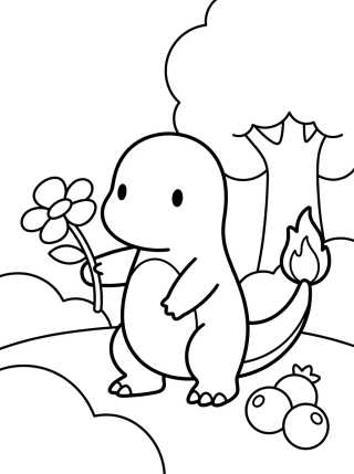 Charmander Jugando en el Bosque para colorir Desenho de Charmander Jugando en el Bosque para colorir e imprimir grátis