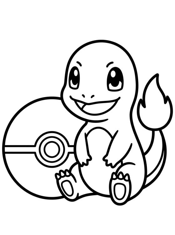 Charmander con Pokebola para colorir Desenho de Charmander con Pokebola para colorir e imprimir grátis