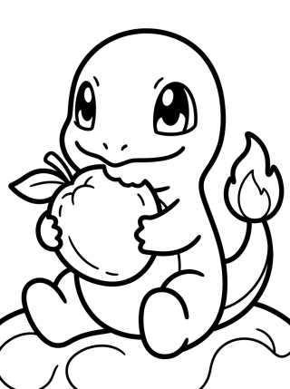 Charmander Comiendo Fruta para colorir Desenho de Charmander Comiendo Fruta para colorir e imprimir grátis