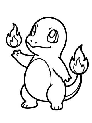 Charmander y su Pequeña Llama para colorir Desenho de Charmander y su Pequeña Llama para colorir e imprimir grátis
