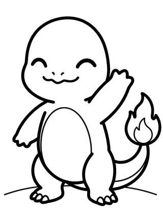 Charmander Feliz Saludando para colorir Desenho de Charmander Feliz Saludando para colorir e imprimir grátis