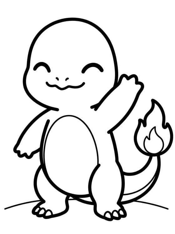 Charmander Feliz Saludando para colorir Desenho de Charmander Feliz Saludando para colorir e imprimir grátis