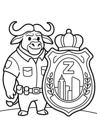 Jefe Bogo con Placa Policial para colorir Desenho de Jefe Bogo con Placa Policial para colorir e imprimir grátis