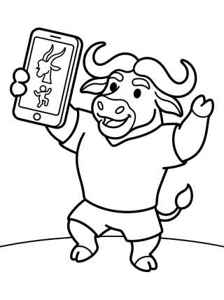 Jefe Bogo Bailando con Smartphone para colorir Desenho de Jefe Bogo Bailando con Smartphone para colorir e imprimir grátis