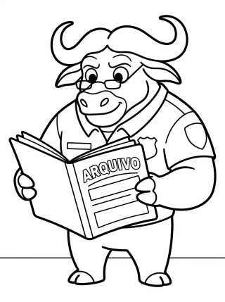 Jefe Bogo con Gafas Leyendo Archivos para colorir Desenho de Jefe Bogo con Gafas Leyendo Archivos para colorir e imprimir grátis