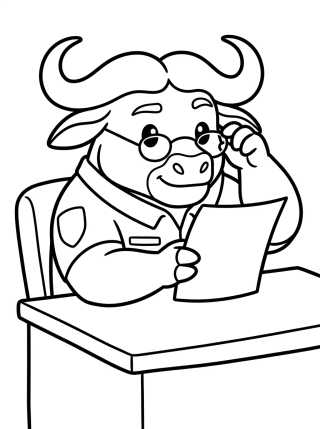 Jefe Bogo con Gafas Leyendo para colorir Desenho de Jefe Bogo con Gafas Leyendo para colorir e imprimir grátis