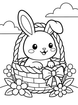 Conejito Bebé en su Canasta para colorir Desenho de Conejito Bebé en su Canasta para colorir e imprimir grátis