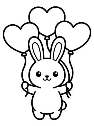 Conejito con Globos de Corazón para colorir Desenho de Conejito con Globos de Corazón para colorir e imprimir grátis