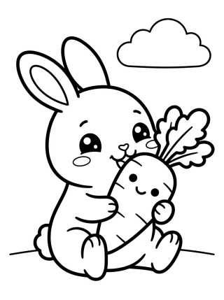 Conejito Comiendo Zanahoria para colorir Desenho de Conejito Comiendo Zanahoria para colorir e imprimir grátis
