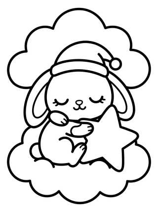Conejito Durmiendo en una Nube para colorir Desenho de Conejito Durmiendo en una Nube para colorir e imprimir grátis