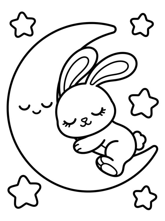 Conejito Durmiendo en la Luna para colorir Desenho de Conejito Durmiendo en la Luna para colorir e imprimir grátis