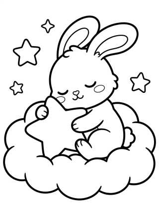 Conejito Durmiendo en la Nube para colorir Desenho de Conejito Durmiendo en la Nube para colorir e imprimir grátis
