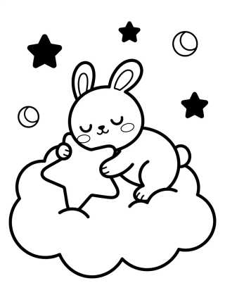 Conejito Durmiendo en una Nube para colorir Desenho de Conejito Durmiendo en una Nube para colorir e imprimir grátis
