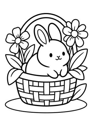 Conejito en Cesta de Flores para colorir Desenho de Conejito en Cesta de Flores para colorir e imprimir grátis