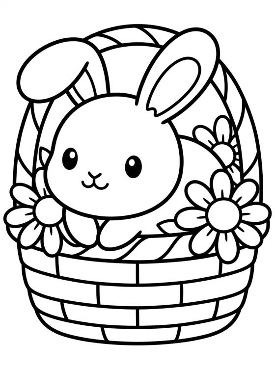 Conejito en la Canasta de Flores para colorir Desenho de Conejito en la Canasta de Flores para colorir e imprimir grátis