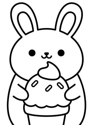 Conejito Comiendo Helado para colorir Desenho de Conejito Comiendo Helado para colorir e imprimir grátis