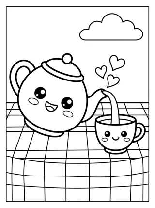 Tetera Sonriente y Tacita Amiga para colorir Desenho de Tetera Sonriente y Tacita Amiga para colorir e imprimir grátis