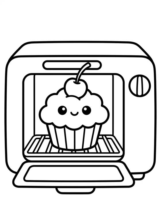 Cupcake Encantador en el Horno para colorir Desenho de Cupcake Encantador en el Horno para colorir e imprimir grátis