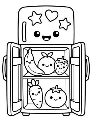 Nevera Amiga con Imanes Kawaii para colorir Desenho de Nevera Amiga con Imanes Kawaii para colorir e imprimir grátis