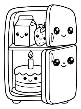 Nevera Kawaii Rellena de Dulces para colorir Desenho de Nevera Kawaii Rellena de Dulces para colorir e imprimir grátis