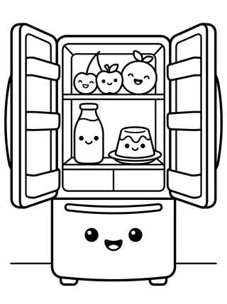 Refrigerador Kawaii Lleno de Delicias para colorir Desenho de Refrigerador Kawaii Lleno de Delicias para colorir e imprimir grátis