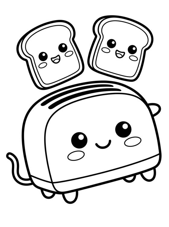 Tostadora Alegre y Tostadas Sonrientes para colorir Desenho de Tostadora Alegre y Tostadas Sonrientes para colorir e imprimir grátis