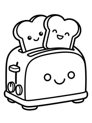 Tostadora Feliz con Tostadas para colorir Desenho de Tostadora Feliz con Tostadas para colorir e imprimir grátis