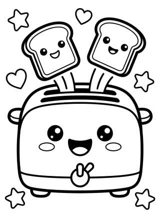 Tostadora Feliz con Tostadas para colorir Desenho de Tostadora Feliz con Tostadas para colorir e imprimir grátis