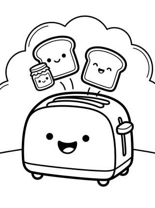 Tostadora Feliz y Tostadas Dulces para colorir Desenho de Tostadora Feliz y Tostadas Dulces para colorir e imprimir grátis