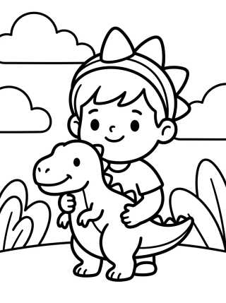 Dan Jugando a los Dinosaurios para colorir Desenho de Dan Jugando a los Dinosaurios para colorir e imprimir grátis