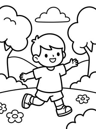 Dan Jugando en el Parque para colorir Desenho de Dan Jugando en el Parque para colorir e imprimir grátis
