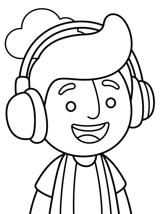 Dan con sus Auriculares para colorir Desenho de Dan con sus Auriculares para colorir e imprimir grátis