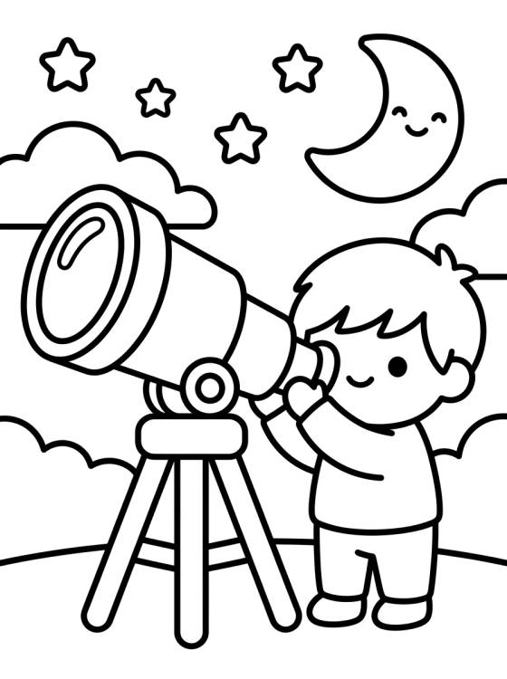 Dan y el Telescopio de las Estrellas para colorir Desenho de Dan y el Telescopio de las Estrellas para colorir e imprimir grátis