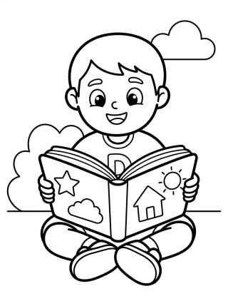 Dan Leyendo un Libro para colorir Desenho de Dan Leyendo un Libro para colorir e imprimir grátis