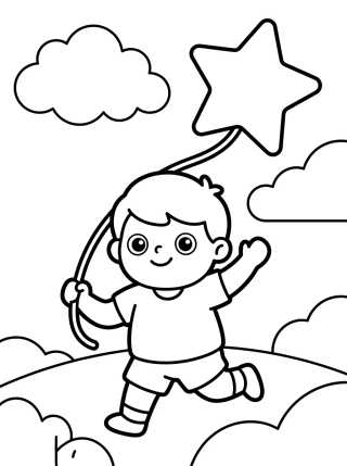 Dan Volando una Cometa para colorir Desenho de Dan Volando una Cometa para colorir e imprimir grátis