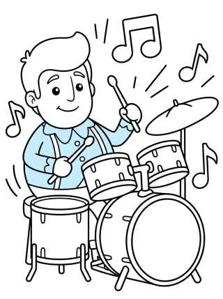 Dan Tocando la Batería para colorir Desenho de Dan Tocando la Batería para colorir e imprimir grátis