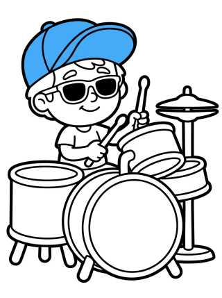 Dan Tocando la Batería de Mundo Bita para colorir Desenho de Dan Tocando la Batería de Mundo Bita para colorir e imprimir grátis