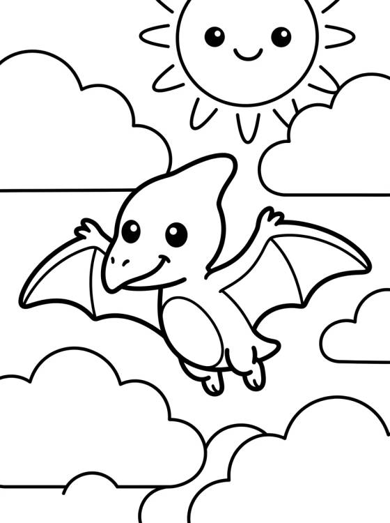 Bebé Pterodáctilo Volando para colorir Desenho de Bebé Pterodáctilo Volando para colorir e imprimir grátis