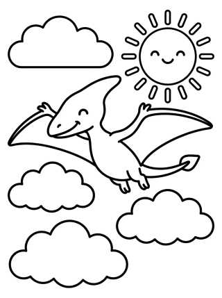 Pterodáctilo en las Nubes para colorir Desenho de Pterodáctilo en las Nubes para colorir e imprimir grátis