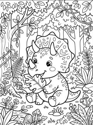 Triceratops Amigable Comiendo Hoja para colorir Desenho de Triceratops Amigable Comiendo Hoja para colorir e imprimir grátis