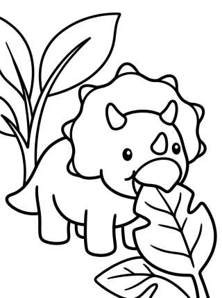 Triceratops Amigable Comiendo Hojas para colorir Desenho de Triceratops Amigable Comiendo Hojas para colorir e imprimir grátis