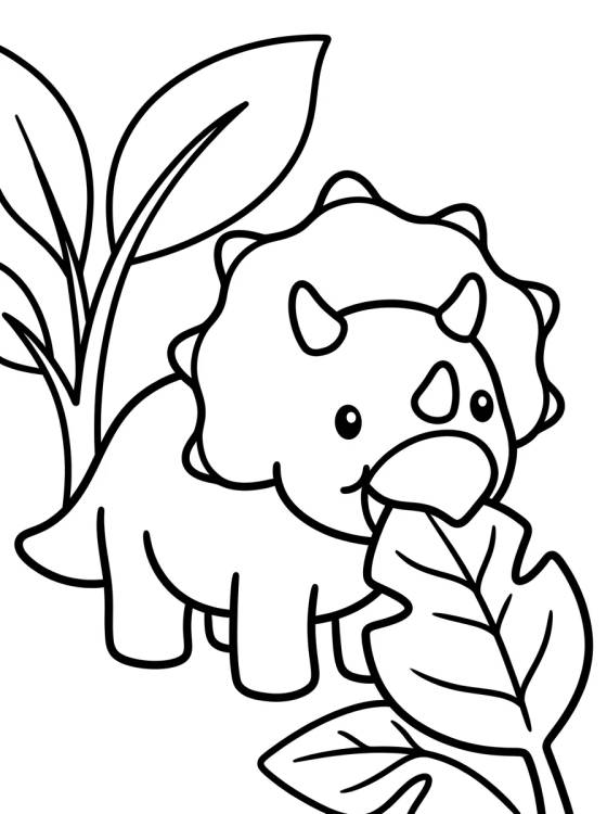 Triceratops Amigable Comiendo Hojas para colorir Desenho de Triceratops Amigable Comiendo Hojas para colorir e imprimir grátis