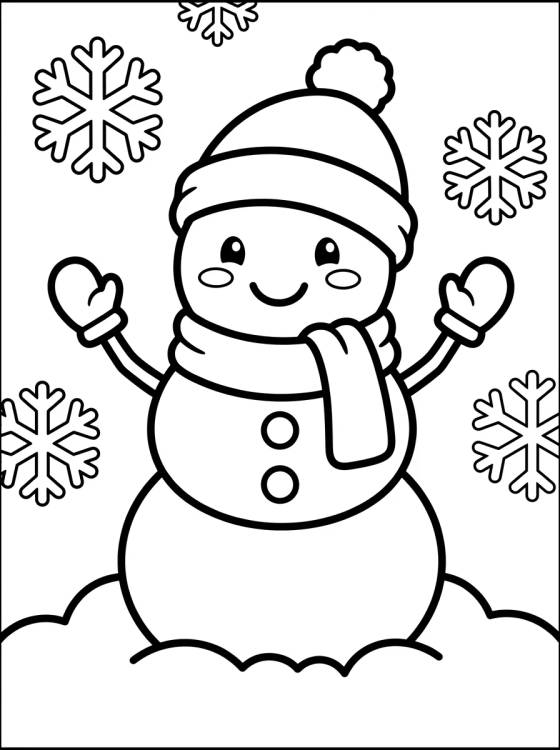 Muñeco de Nieve en Invierno para colorir Desenho de Muñeco de Nieve en Invierno para colorir e imprimir grátis