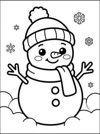 Invierno con Muñeco de Nieve para colorir Desenho de Invierno con Muñeco de Nieve para colorir e imprimir grátis