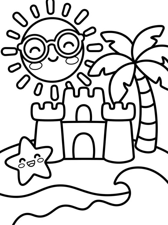 Sol de Verano en la Playa para colorir Desenho de Sol de Verano en la Playa para colorir e imprimir grátis