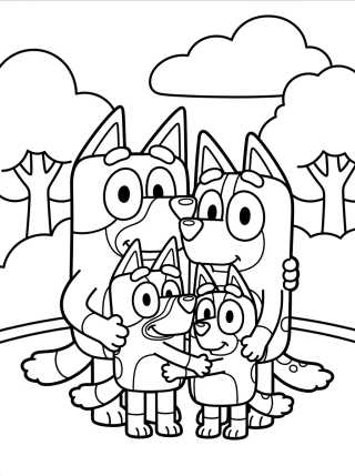 Abrazo de Toda la Familia Heeler para colorir Desenho de Abrazo de Toda la Familia Heeler para colorir e imprimir grátis